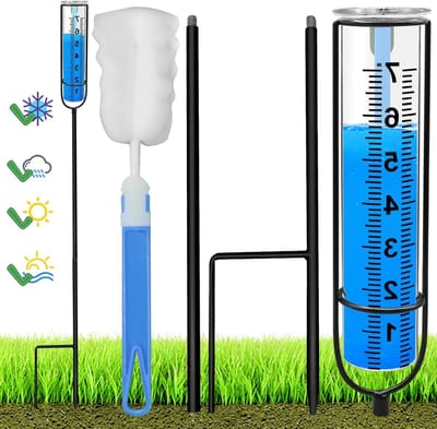 Verstelbare Hoogte Regenmeter voor Buiten, Vorstbestendige Watermeter met Poort en Reinigingsborstel, Perfect voor Tuin en Gazon Decoratie