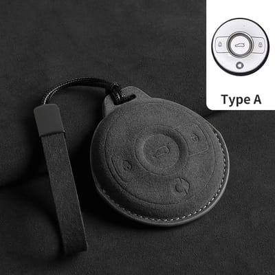 Autosleutelhoes Cover Beschermer Houder Shell Voor Mercedes Benz Smart Fortwo 1 Brabus 1 Voor Smart Suède Sleutelhoes Voor Autosleutelhanger gray
