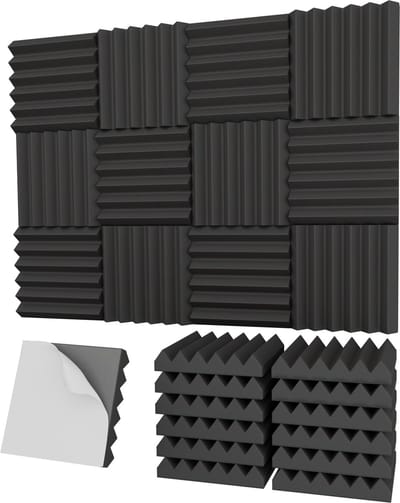 PrimeAmbition Akoestische Wandpanelen – Zelfklevend – 30x30x5 cm – Geluidsisolatie Noppenschuim – Foam Panels – 12 stuks