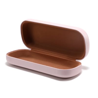 Brillenkoker - Hard case- Brillendoos - Brillenhoes - Brillenetui - Kunstleer - PU-leren brillenkoker - Harde brillenkoker - PU lederen brillendoos - draagbare bescherming - 16 x 6.4 x 3cm - lichtroze - Zonnebrillen accessoires - 1stuk