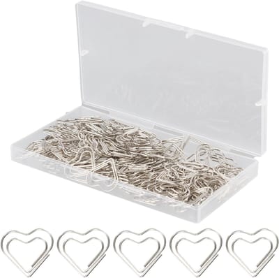 Set van 150 zilveren paperclips in hartvorm, creatieve en stijlvolle kantooraccessoires voor school, bruiloften en decoratie, 25 x 23 mm, sterk en duurzaam