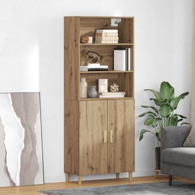 vidaXL - Highboard - Artisan - Eiken - 69,5 - x - 32,5 - x - 180 - cm - Bewerkt - hout