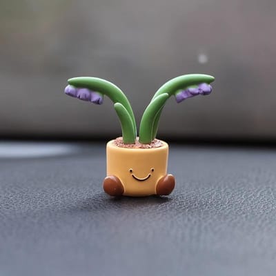 Vier Sets, Leuke Auto-accessoires Ornamenten, Potplant Bloemen Auto Mini Ornamenten, Mini Dashboard Decoraties met Een Gevoel van Verfijning