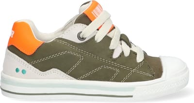 BunniesJR 223233-569 Jongens Lage Sneakers - Groen/Beige/Oranje - Nubuck - Veters