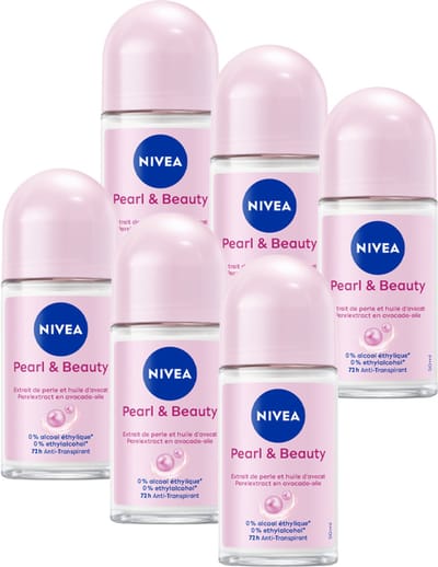 NIVEA Pearl & Beauty Deodorant Roller - Anti-transpirant - 72u Bescherming - Voordeelverpakking 6x 50 ml