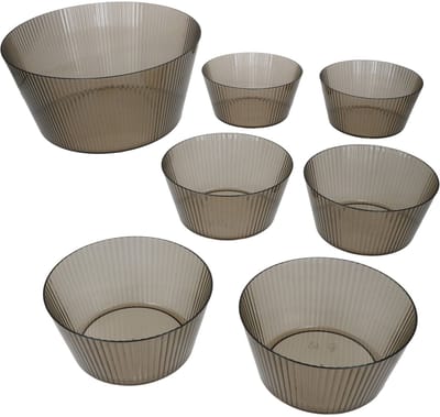 MamboCat 7-delig schalen set ToGo 1x grote serveerschaal 6x kleine schaal grijs van kunststof - 1x 10487 & 6x 10491