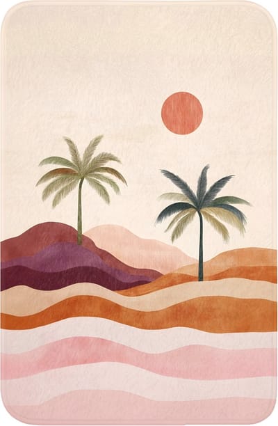 WC mat 40x60 cm - Antislip - Palmbomen - Abstract - Zon - Heuvels - Toiletmat - Vloermat - Douchemat - Toilet tapijt - Toiletmatten