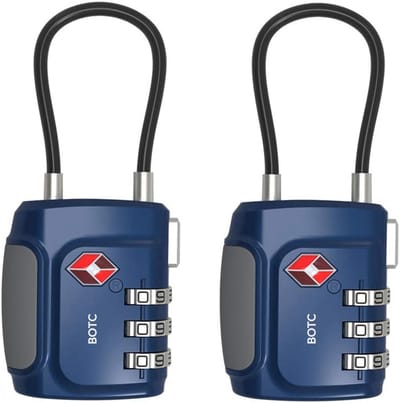 BOTC TSA Kofferslot 3 Cijferig - Reisslot – Reis Cijferslot -Slot voor Bagage - 2 Stuks - Blauw