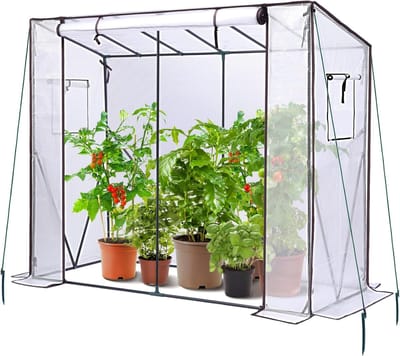 Famanu - Tomatenkas, foliekas met PE-afdekking met kijkvenster, inloopbare broeikas, stabiel, 200 x 77 x 170 cm, broeikas, klein, winterbestendig, tomatenkas voor optimale plantengroei