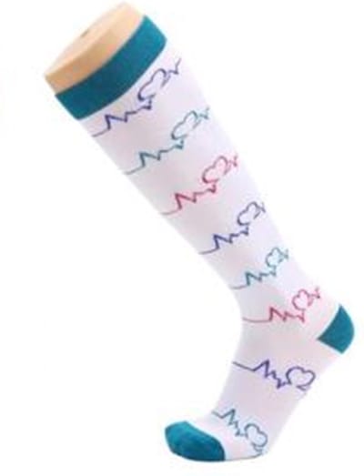 Happy Compressiesokken - Compressiekousen - Sokken - Maat: S/M (36/39) - Heartbeat Wit