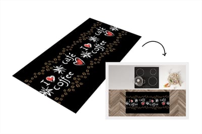 Keukenloper - Loper keuken - Koffie - Patronen - Love - 120x60 cm - Keukenloper vinyl