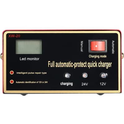Automatische Pulslader Autoaccu 12V 24V Intelligente Reparatie Motorfiets EU Plug rood