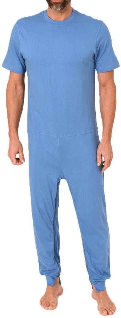 Voedingsoverall herenpyjama met korte mouwen, lange pijpen en ritssluiting op het been