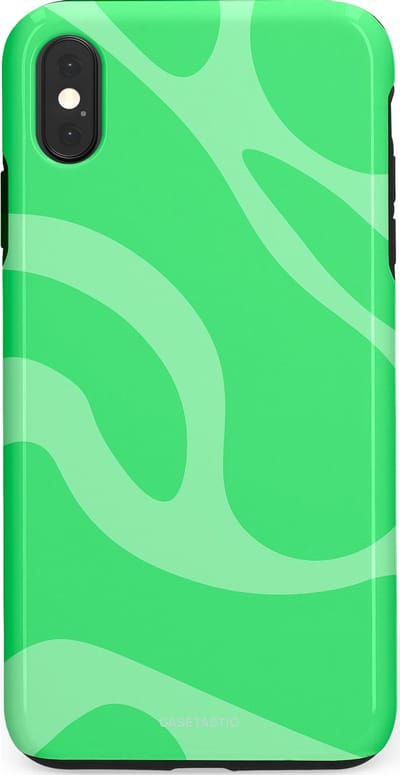 Casetastic hoesje geschikt voor Apple iPhone XS Max - Dubbellaagse bescherming - Limoen Groene Vloeiende Golven - Fashion Case - Groen