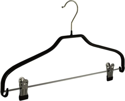 De Kledinghanger Gigant - Kledinghanger - Volwassenen - 8327 - 25 Stuks - Blousehanger - Shirthanger - metaal - Zwart - Anti-slip Coating - Verschuifbare Anti-slip knijpers - 40 cm - Kleerhanger (8327_00/25)