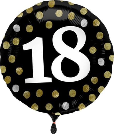 Folat - Folieballon Glossy Black 18 jaar - 45 cm