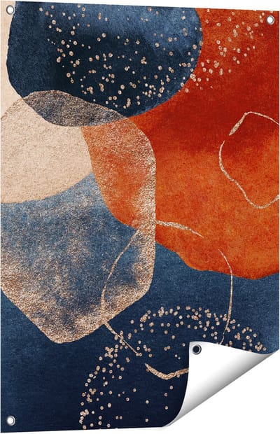 Gards Tuinposter Abstracte Kunst van Cirkels - 60x80 cm - Tuindoek - Tuindecoratie - Wanddecoratie buiten - Tuinschilderij