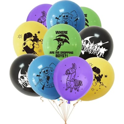 Décorations de Fête Thème Fortnite Parfaites pour Garçons Figurines d'Action Bannière Gâteau Vaisselle d'Anniversaire pour Enfants Décoration Arrière-plans