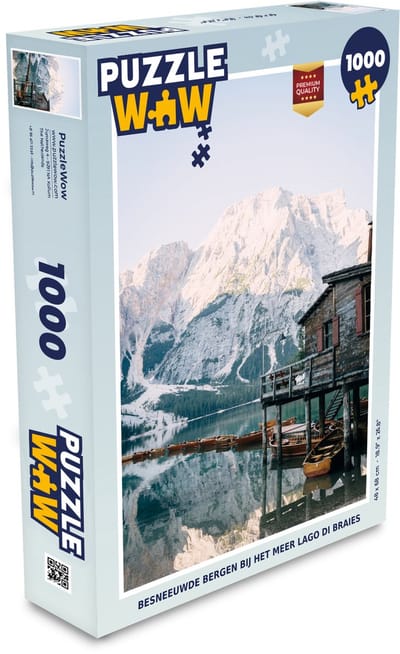 Puzzel Besneeuwde bergen bij het meer Lago di Braies - Legpuzzel - Puzzel 1000 stukjes volwassenen