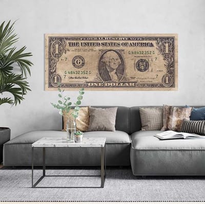 Schilderij Woonkamer - Old Dollar Sign - 150 x 65 cm - PosterGuru