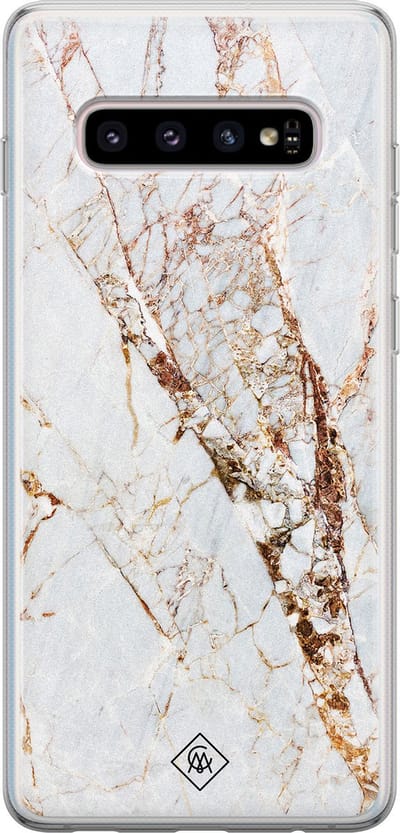 Casimoda® hoesje - Geschikt voor Samsung S10 - Marmer Goud - Backcover - Siliconen/TPU - Goudkleurig
