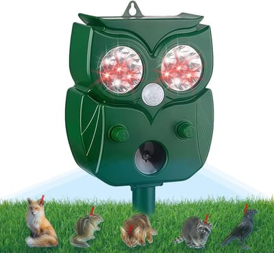 Ultrasoon Dierenafweermiddel op Zonne-energie met LED en Infraroodsensor - Waterdicht en Oplaadbaar
