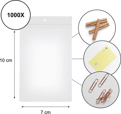 PD® - Gripzakjes - Gripzakjes 70 x 100 mm - 1000 stuks - EXTRA STERK - Diamond painting zakjes - Gripzakjes klein - Grip zakjes 1000 stuks - Transparant