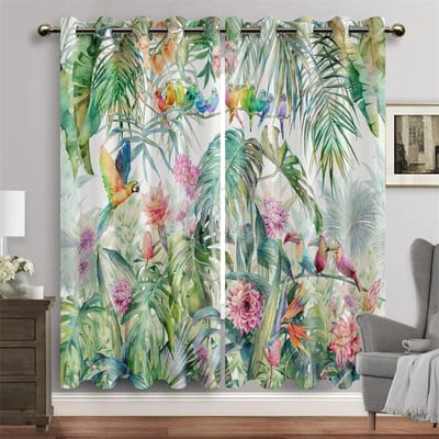 Cartoon Dierentuindier Jungle Leeuw Boom Raam Raambekleding Gordijnen Voor Woonkamer Kinderkamer Gordijn Badkamer Keuken Deur Huisdecoratie 100W130H(CM)40x51in&Grommet Top