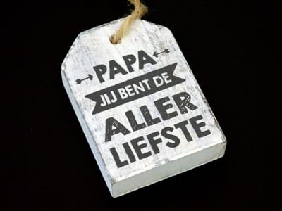 Hanger Papa jij bent de allerliefste - 9x7 cm - antique white