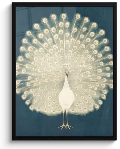 Poster in lijst - Fotolijst 50x70 cm - Posters - Vogel - Blauw - Vintage - Posterlijst zwart - Decoratie - Wanddecoratie woonkamer - Muurdecoratie slaapkamer