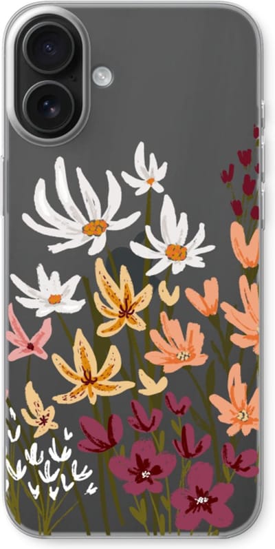 Case Company® - Hoesje geschikt voor iPhone 16 Plus hoesje - Painted wildflowers - Soft Cover Telefoonhoesje - Bescherming aan alle Kanten en Schermrand