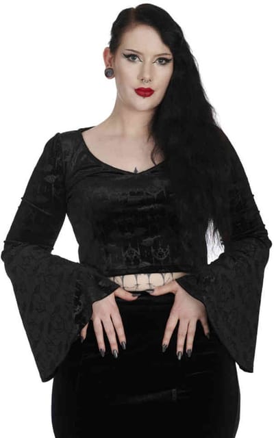 Banned - Voodoo Lady Gothic Bat Longsleeve top - XL - Zwart