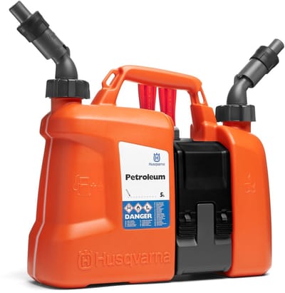 Husqvarna Combikanister 5L Brandstof & 2,5L Olie - Dubbele Tank met Gereedschapsvak & Lekvrije Tuiten