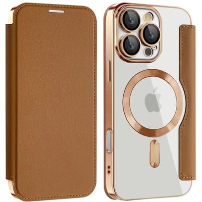 Luxe Transparante Flip Lederen Portemonnee Magnetische Telefoonhoes Voor iPhone 15 16 Pro Max 14 13 12 11 Kaartsleuf Portemonnee Voor Magsafe Hoes0 For iPhone 15