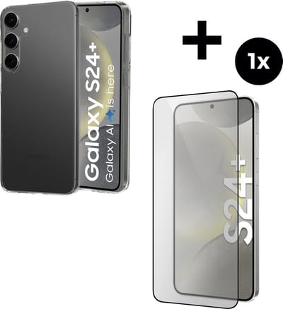 Mobiparts Classic TPU hoesje geschikt voor Samsung Galaxy S24 Plus met 1 Screenprotector van Gehard Glas - Transparant