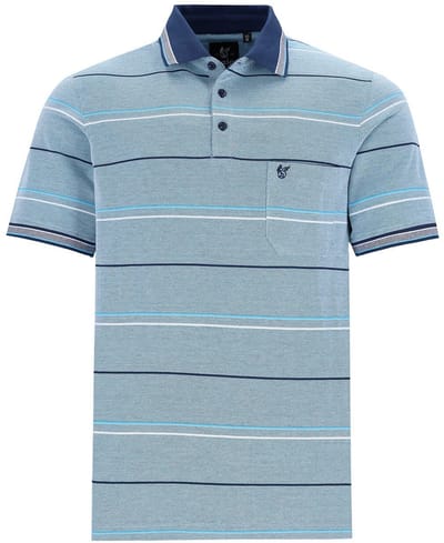 Hajo - Poloshirt Piqué - heren- blauw gestreept - maat XL
