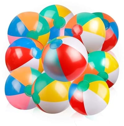 Opblaasbare strandballen set van 10 - Regenboog kleuren voor zomerplezier, zwembad, en feesten