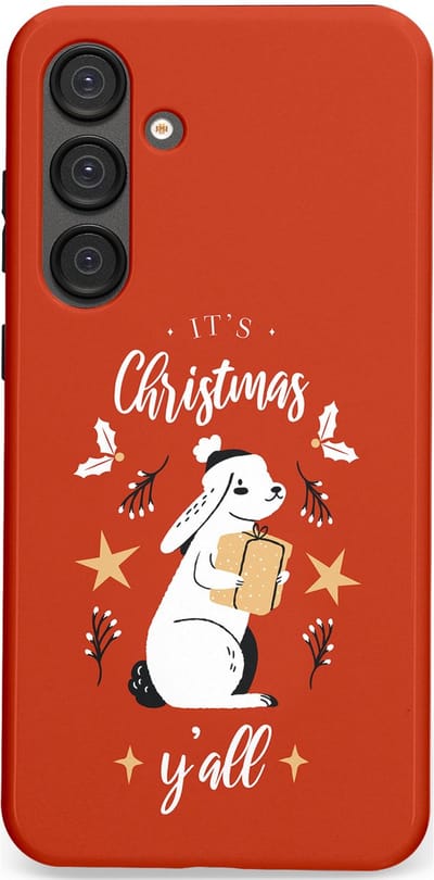 Casetastic hoesje geschikt voor Samsung Galaxy S25 Plus - Dubbellaagse bescherming - Kerst Konijntje Flappie - Fashion Case - Terracotta