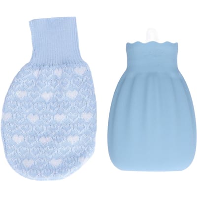 Warmwaterkruik Silicone Explosieveilig Warmwaterzak met Gebreide Hoes voor Thuis Kantoor blauw