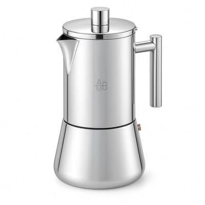 Adore Maison Barista – RVS Moka Pot – 6 Kops Espressomaker – Inductie Geschikt – Italiaanse Percolator – Zilver