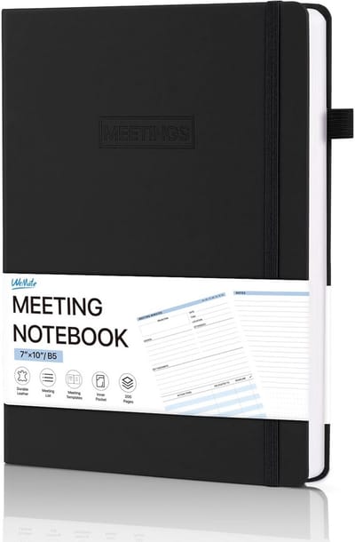 Professioneel Notitieboek voor Vergaderingen en Agenda Beheer - Werkplanner met Index en Binnenzak