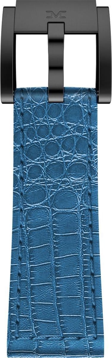 Marc Coblen horlogeband -  22mm - Blauw leer croco -  Zwarte gesp