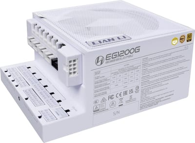 Lian Li Edge Gold 1200W White Voeding - 1200 Watt - 120 mm - ATX 3.1 - 80 Plus 80 PLUS Gold