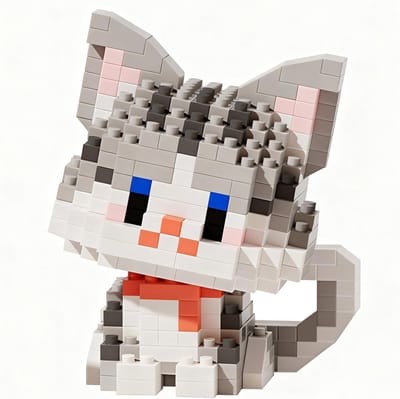 Bouwpakket Poes - Mini Bouwstenen voor Kattenliefhebbers (Volwassenen & Kinderen)