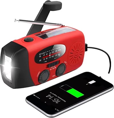 Repus - Draagbare Nood Radio - Emergency - Outdoor - Powerbank - Opladen - Zaklamp - Camping - Solar - Compact - Handig - Rood