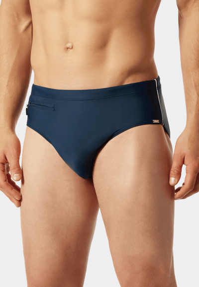 Zwembroek met zak met ritssluiting, gebreide stof met fijne strepen, kleur: admiraalblauw - Nautical Casual 5