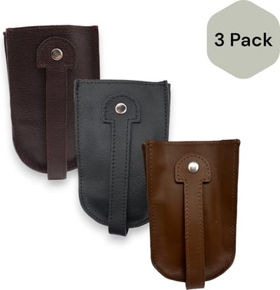 Safekeepers - Sleuteletui XL - 3 pack - Sleuteltasje XL - Sleutelzakje - Echt Leer - Sleutelmapje