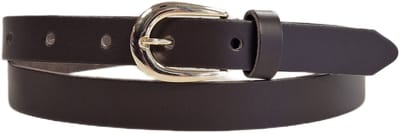 Smalle Dames Riem | Kleur: Bruin | 2cm breed | Leren Dames Riem | Riemmaat: 85cm (totale lengte: 100cm) | 100% echt leer | Nikkelvrije gesp | Gouden gesp