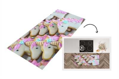 Keukenloper - Loper keuken - Eenhoorn koekjes - 120x50 cm - Keukenloper vinyl