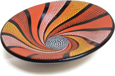 Floz Design grote fruitschaal - aardewerk met stippelpatroon - 25 cm - fairtrade